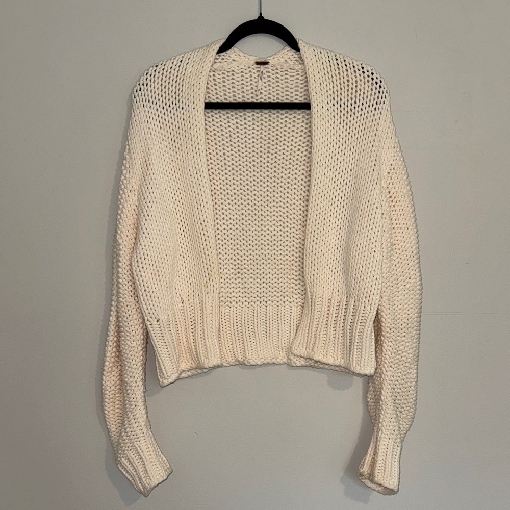 Free People Cream Knit Cardigan